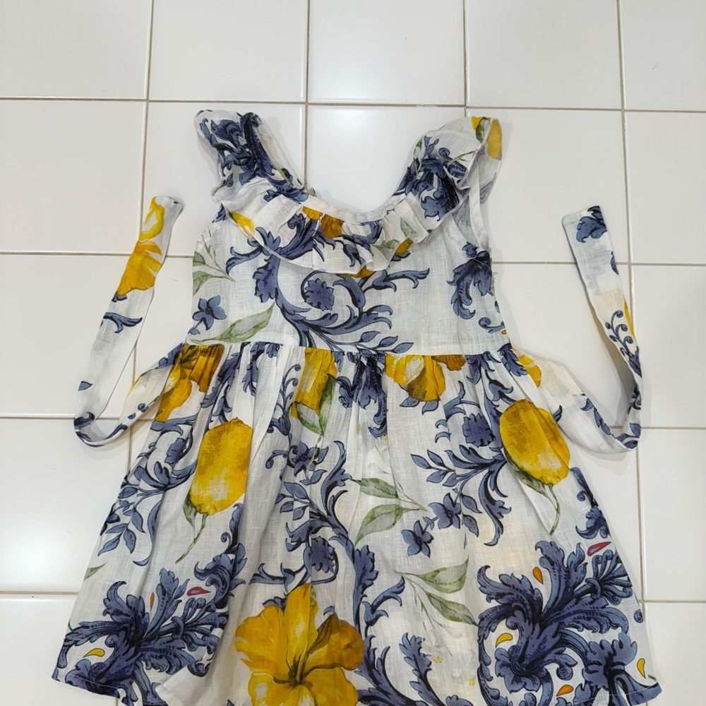 Vanity Kids Dress with Blue and Yellow Floral Design